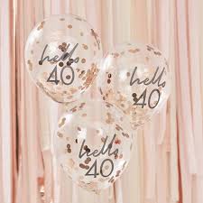 Age 40 Latex Balloon Rose Confetti - 5 Pack