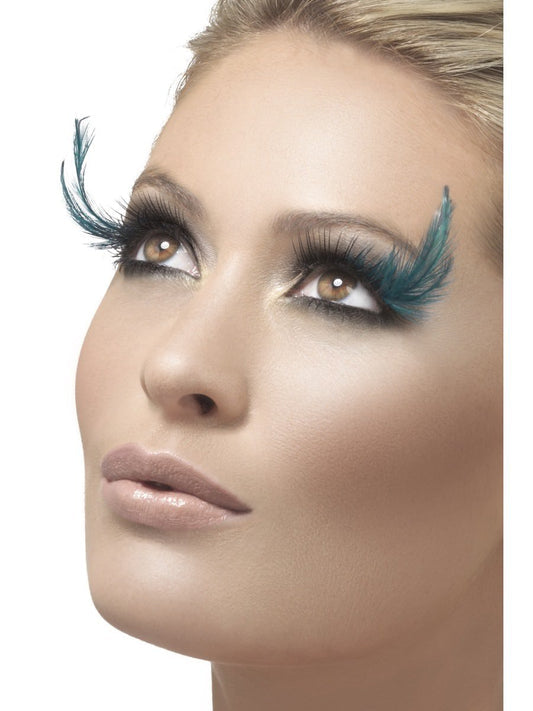 Teal Green Feather Plumes Eyelashes