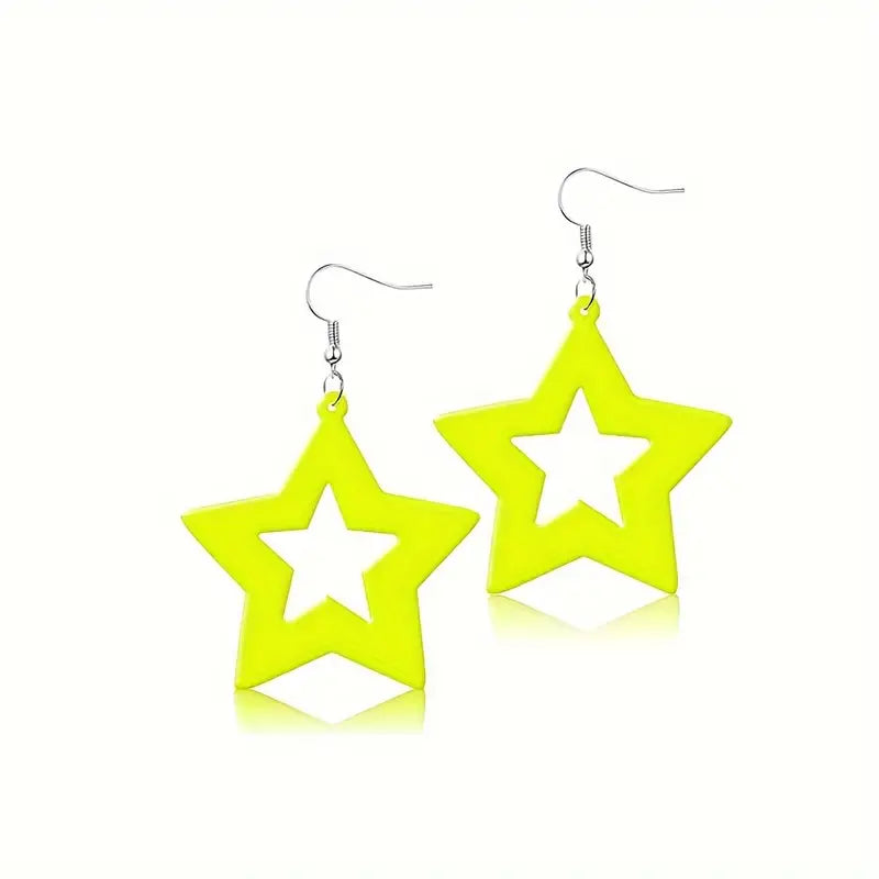 80's Neon Star Earrings