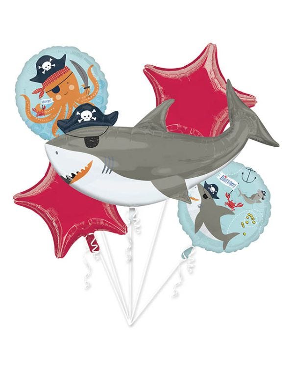 Pirate Shark Foil Balloon Bouquet