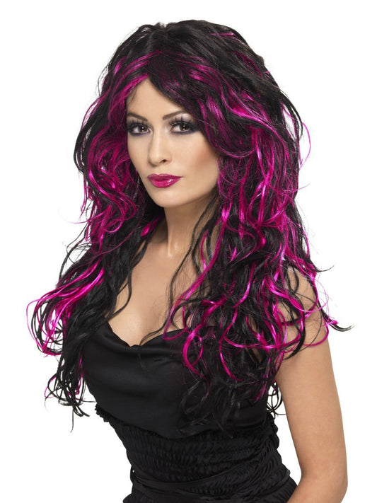 Gothic Bride Wig Pink and Black