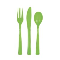 Plain Lime Green Plastic Cutlery 18pkt