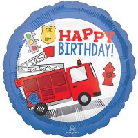 Happy Birthday Fire Engine 18" Balloon