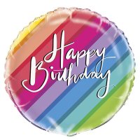 Happy Birthday Rainbow Stripes 18" Foil Balloon
