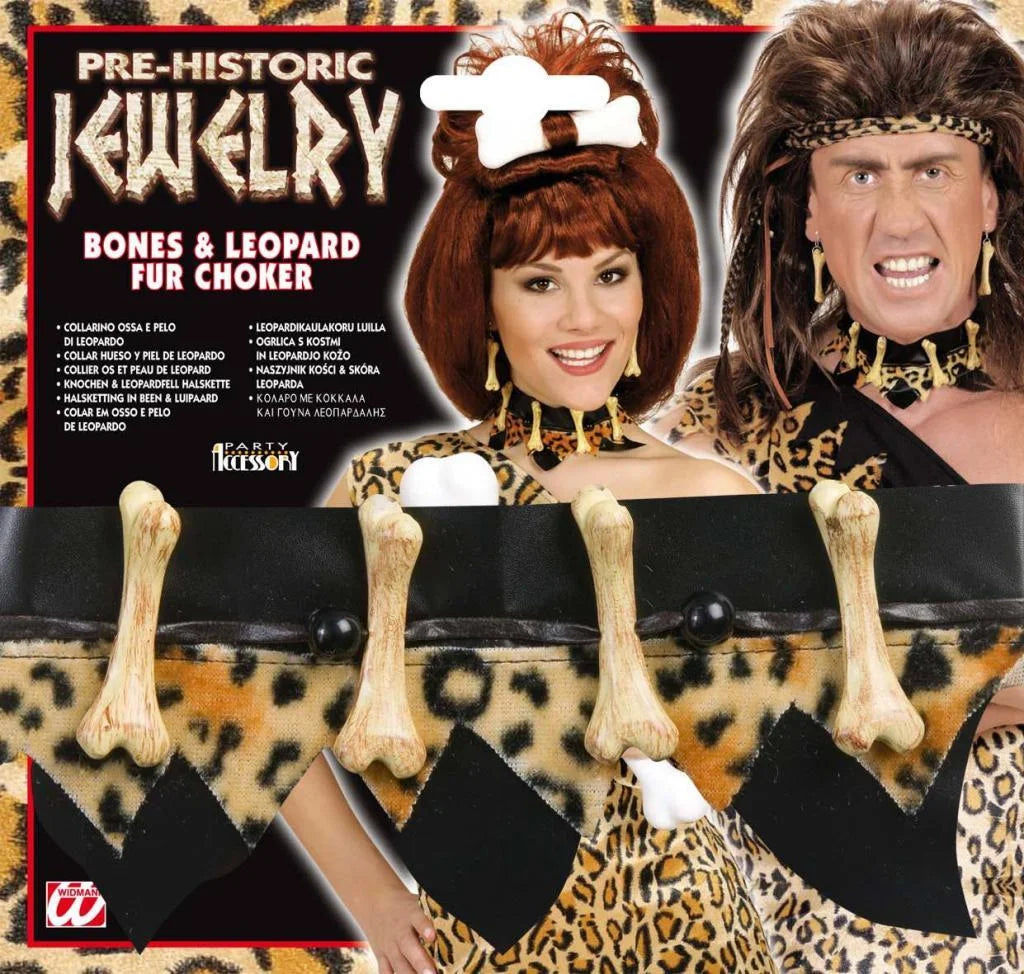 Bone and Leopard Print Cave Choker