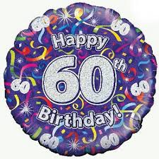 Age 60 Glitter/ Purple 18" Foil Balloon