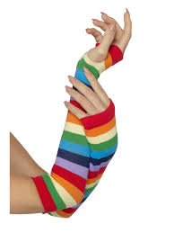 Rainbow Fingerless Clown Gloves