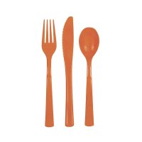 Plain Orange Plastic Cutlery 18pkt
