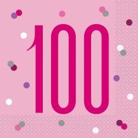 100 Glitz Pink Napkins 16pkt