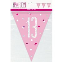Happy 13th Birthday Glitz Pink Bunting