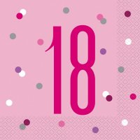 18 Glitz Pink Napkins 16pkt