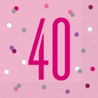 40 Glitz Pink Napkins 16pkt