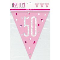 Happy 50th Birthday Glitz Pink Bunting