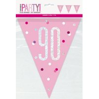 Happy 90th Birthday Glitz Pink Bunting