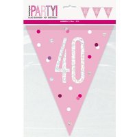 Happy 40th Birthday Glitz Pink Bunting