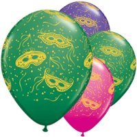 Mardi Gras 11'' Latex Balloons 25 Pack (also available in singles)