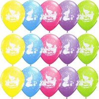 Baby Shower Cute Elephants 11" Latex Balloons 25 Pack (also available in singles)