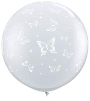 Clear Butterflies 3ft Latex Balloon