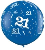 21 3ft Latex Balloon Blue - 2 Pack (also available in Singles)