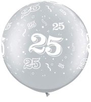 25 3ft Latex Balloon Silver - 2 Pack (also available in Singles)