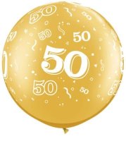 50 3ft Latex Balloon Gold - 2 Pack (also available in Singles)