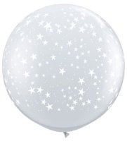 3ft Clear and White Scatter Heart Latex Balloon