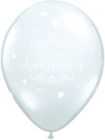 Happy Anniversary Clear 11" Latex Balloons 25/ 6 Pack (also available in singles)