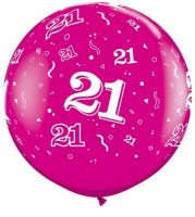 21 3ft Latex Balloon Pink - 2 Pack (also available in Singles)
