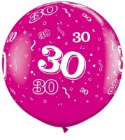 30 3ft Latex Balloon Pink - 2 Pack (also available in Singles)