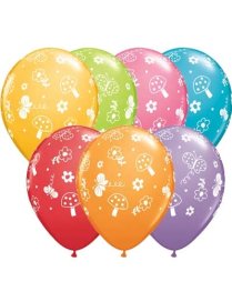 Butterflies and Flowers 11" Latex Balloons 25 Pack (also available in singles)