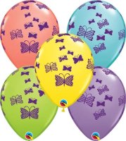 Coloured Butterflies 11" Latex Balloons 25 Pack (also available in singles)