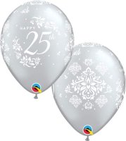 25th Anniversary 11" Latex Balloons 25/ 6 Pack (also available in singles)