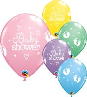 Baby Shower Footprints 11" Latex Balloons 25 Pack (also available in singles)