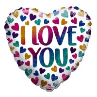 I Love You Bright Hearts 18" Foil Balloon