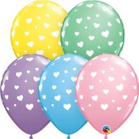 11" Cute Heart Latex Balloons - 25 Pack (also available in singles)