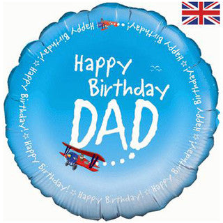Happy Birthday Dad Plane 18" Foil Balloon