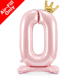 Airfilled Stand-up 25'' Foil Number Balloon Pink Crown