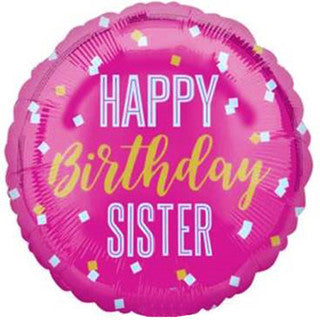 Happy Birthday Sister Confetti 18" Foil Balloon