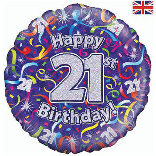Age 21 Glitter/ Purple 18" Foil Balloon