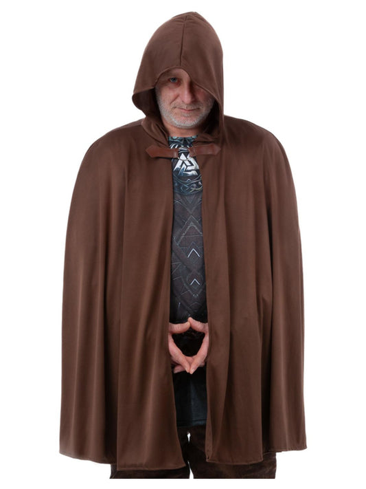Adult Hooded Short Cape Brown