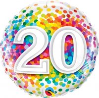 Age 20 Sparkling Fizz/ Coloured 18" Foil Balloon
