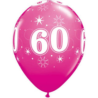 Age 60 Latex Balloon Sparkle Stars - 25 Pack (Available in Singles)