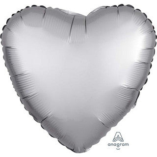 Plain Heart White/ Silver 18" Balloon