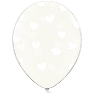 12" Clear White Heart Latex Balloons - 50 Pack (also available in singles)