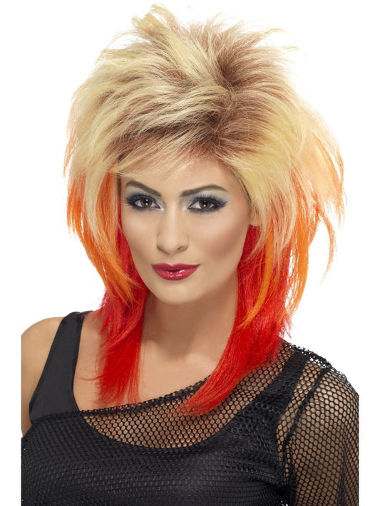 80's Red Streak Mullet Wig