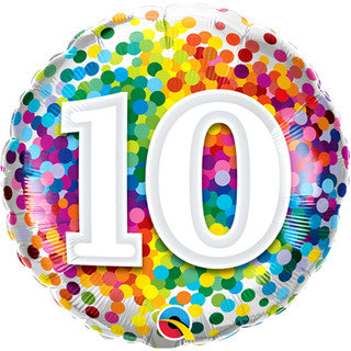 Age 10 Coloured 18" Foil Balloon