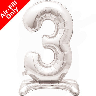 Airfilled Stand-up 25'' Foil Number Balloon Silver