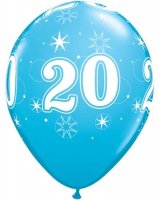 Age 20 Latex Balloon Sparkle Stars - 25 Pack (Available in Singles)