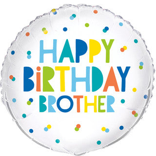 Happy Birthday Brother Confetti 18" Foil Balloon
