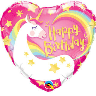 Unicorn Birthday Heart 18" Foil Balloon